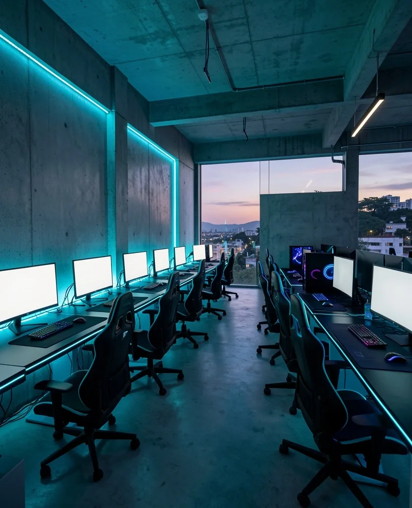 Interior de Riberano con estaciones de trabajo profesionales