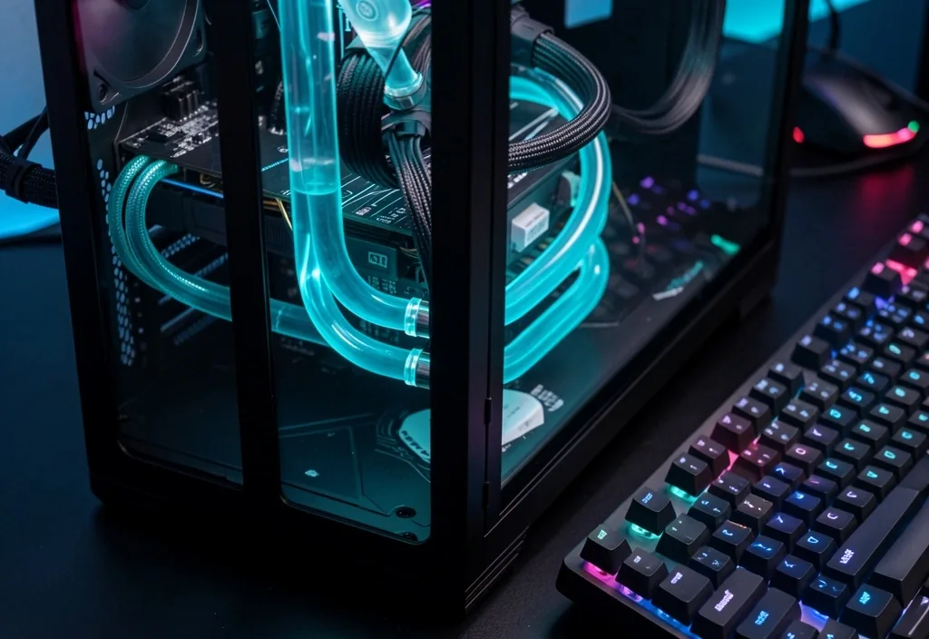 Detalle de chasis de alto rendimiento con refrigeración líquida y gestión de cables