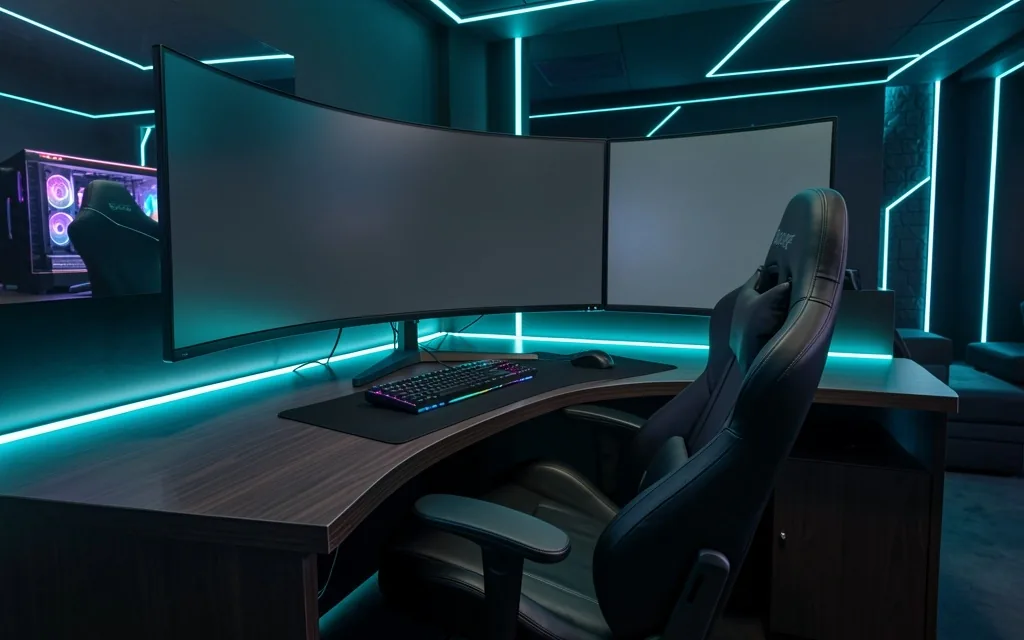 Zona VIP con monitor de gran formato y silla ergonómica premium