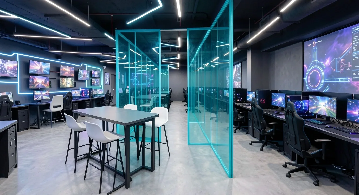 Interior del club Riberano con estaciones profesionales